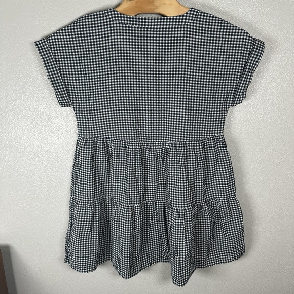 Madewell Cuff Sleeve Button Front Tiered Mini Dress Gingham Check Womens Large - Picture 4 of 7
